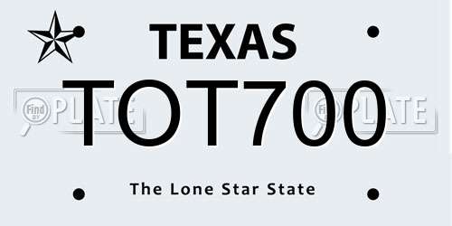 TOT700 Texas License Plate