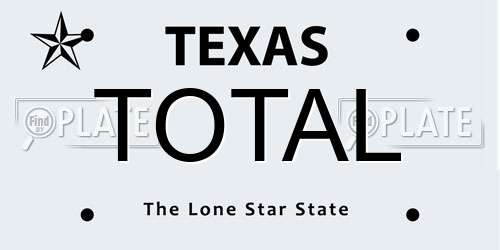TOTAL Texas License Plate