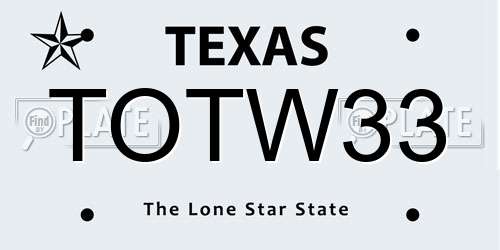 TOTW33 Texas License Plate