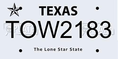 TOW2183 Texas License Plate