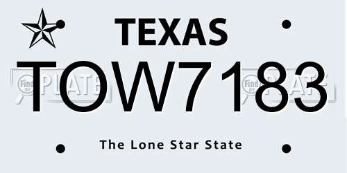 TOW7183 Texas License Plate