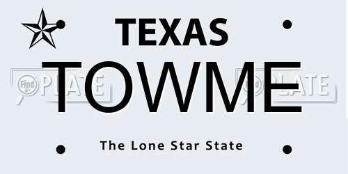 TOWME Texas License Plate