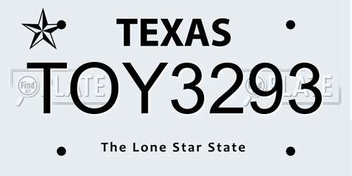 TOY3293 Texas License Plate