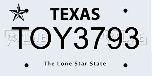 TOY3793 Texas License Plate