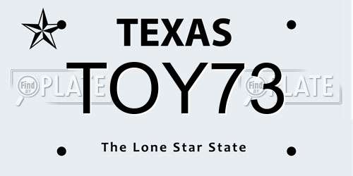 TOY73 Texas License Plate