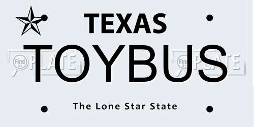 TOYBUS Texas License Plate