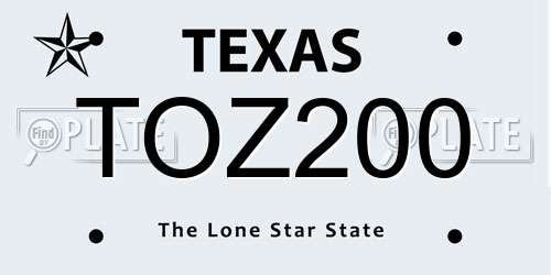 TOZ200 Texas License Plate