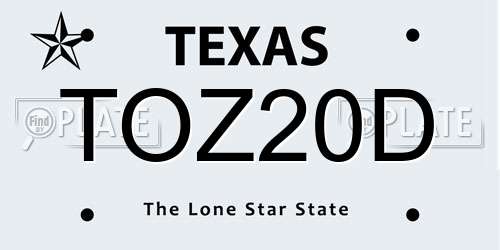 TOZ20D Texas License Plate