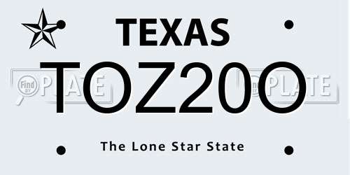 TOZ20O Texas License Plate