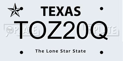 TOZ20Q Texas License Plate