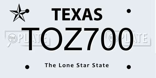 TOZ700 Texas License Plate