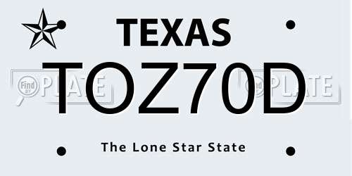 TOZ70D Texas License Plate