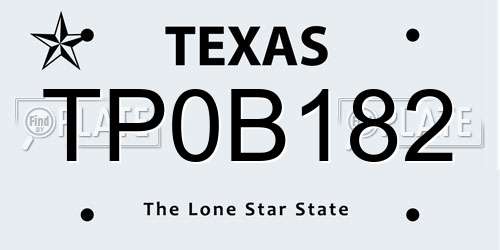 TP0B182 Texas License Plate