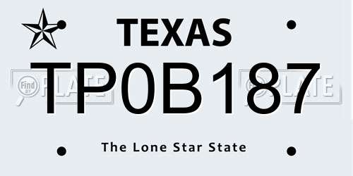 TP0B187 Texas License Plate