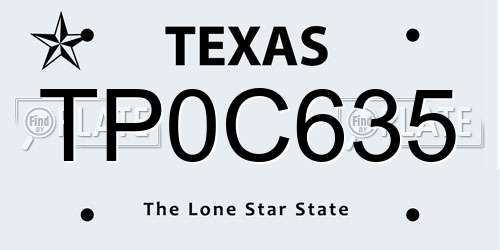 TP0C635 Texas License Plate