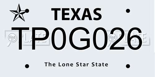 TP0G026 Texas License Plate