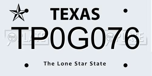 TP0G076 Texas License Plate