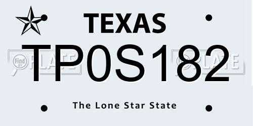 TP0S182 Texas License Plate