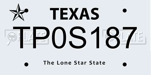 TP0S187 Texas License Plate