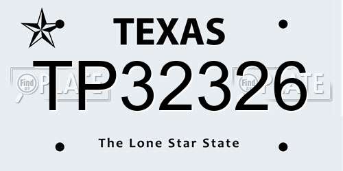 TP32326 Texas License Plate