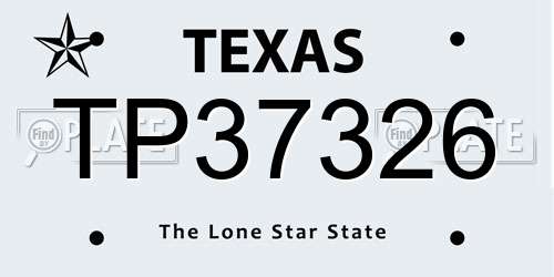 TP37326 Texas License Plate