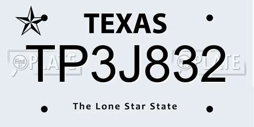 TP3J832 Texas License Plate