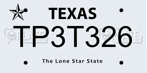 TP3T326 Texas License Plate