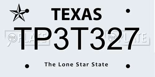 TP3T327 Texas License Plate