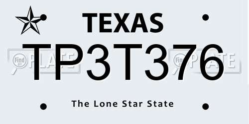 TP3T376 Texas License Plate