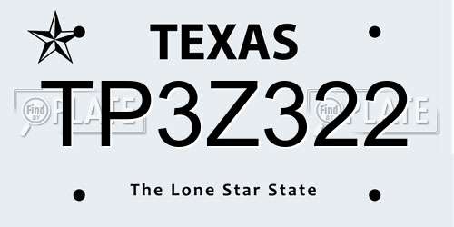 TP3Z322 Texas License Plate