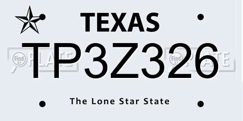 TP3Z326 Texas License Plate