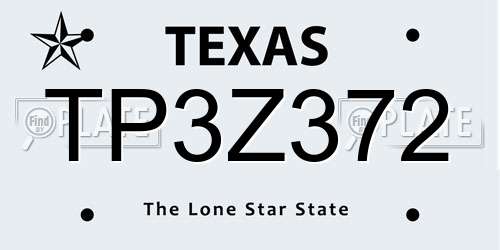 TP3Z372 Texas License Plate