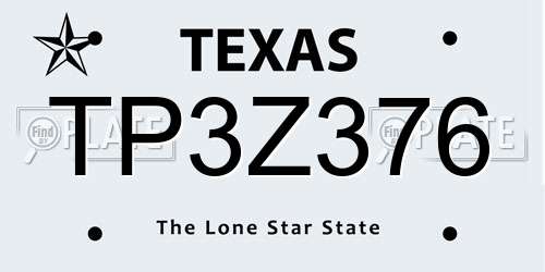 TP3Z376 Texas License Plate