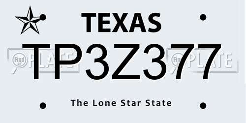 TP3Z377 Texas License Plate