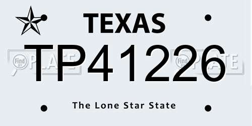TP41226 Texas License Plate