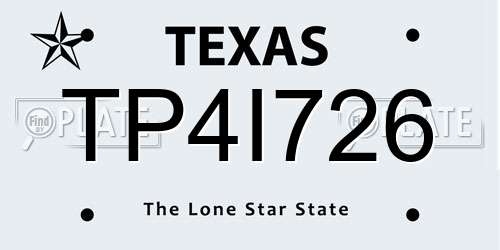 TP4I726 Texas License Plate