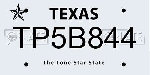 TP5B844 Texas License Plate