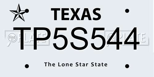 TP5S544 Texas License Plate