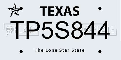 TP5S844 Texas License Plate