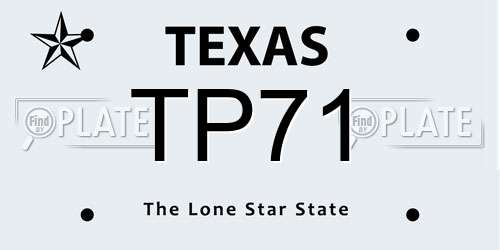 TP71 Texas License Plate