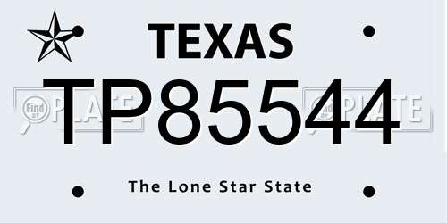 TP85544 Texas License Plate
