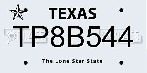 TP8B544 Texas License Plate