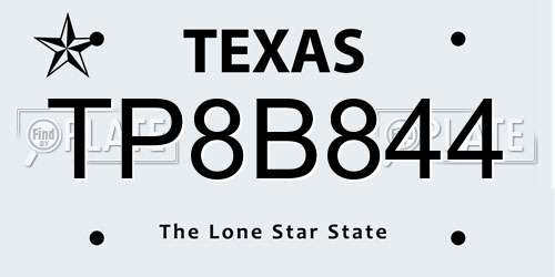 TP8B844 Texas License Plate