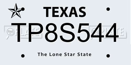 TP8S544 Texas License Plate
