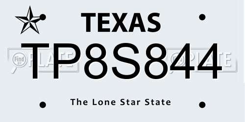 TP8S844 Texas License Plate