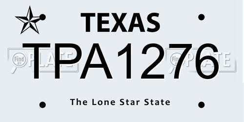 TPA1276 Texas License Plate