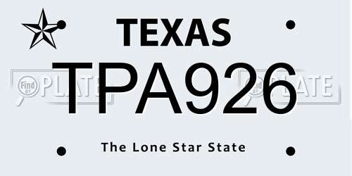 TPA926 Texas License Plate