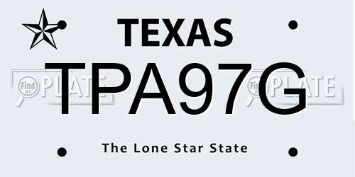 TPA97G Texas License Plate