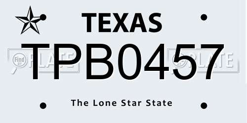 TPB0457 Texas License Plate