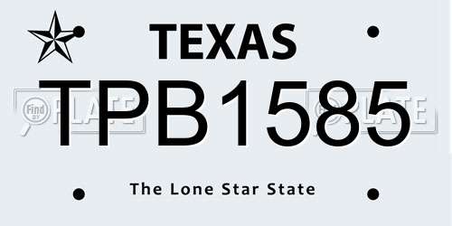 TPB1585 Texas License Plate